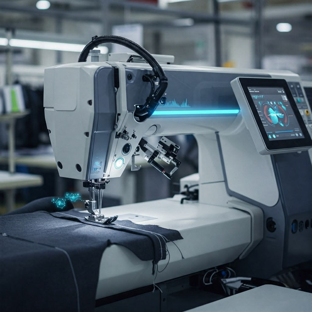 Textile and apparel manufacturing cybersecurity illustration