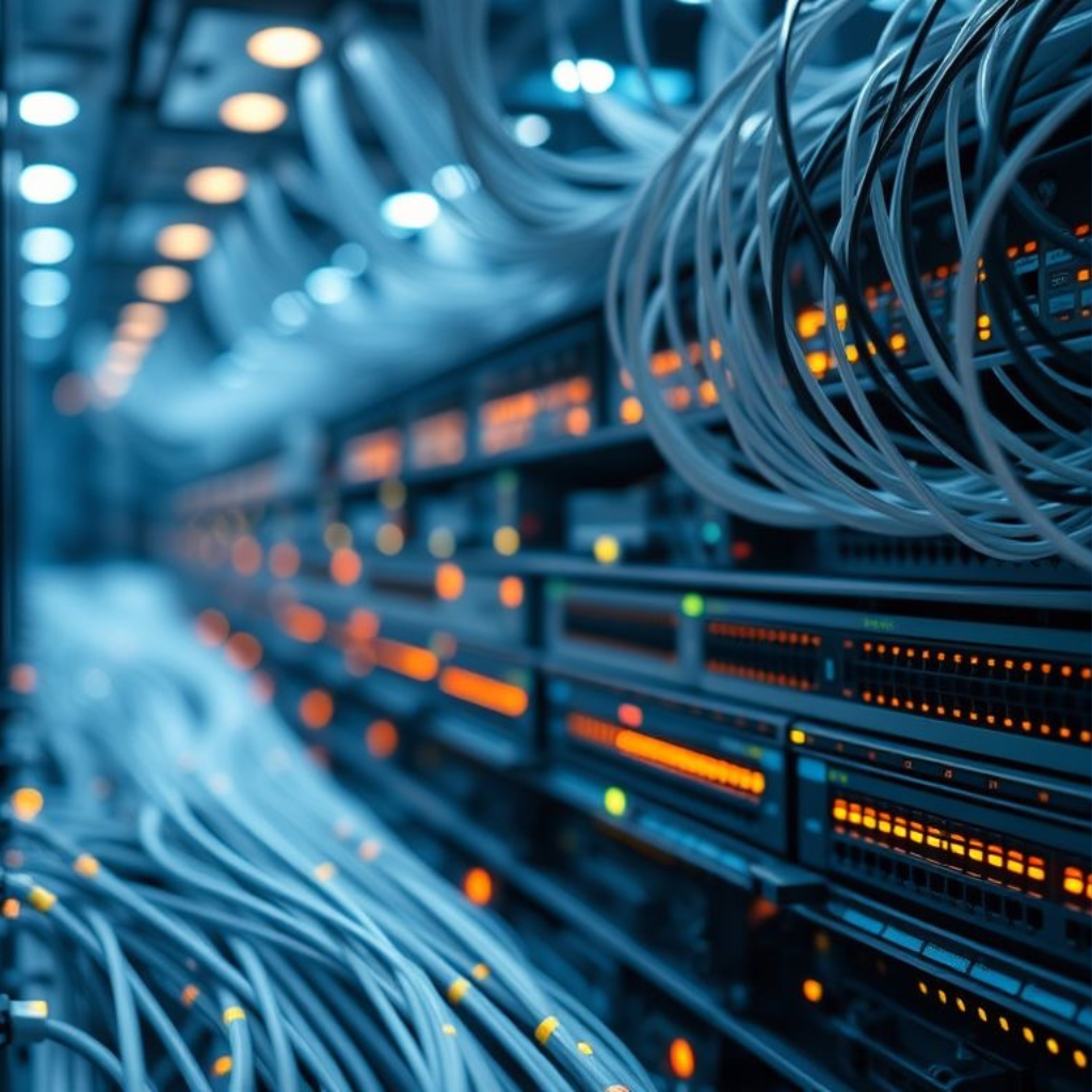 Telecommunications network cybersecurity illustration